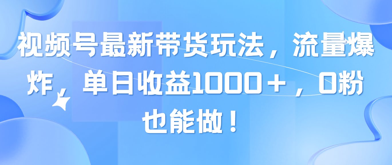 （10858期）视频号最新带货玩法，流量爆炸，单日收益1000＋，0粉也能做！-白芸资源网