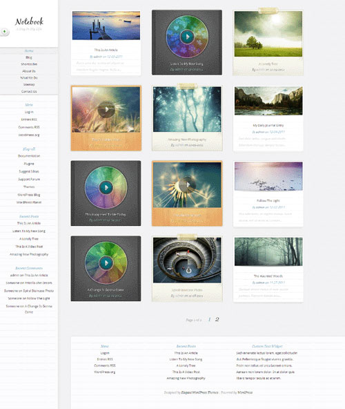 很好看的WordPress画廊展示 音乐主题ET Notebook-白芸资源网