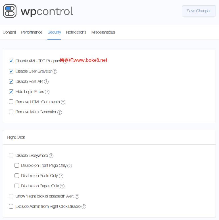 WordPress禁用不常用功能提高性能的插件WPControl-白芸资源网