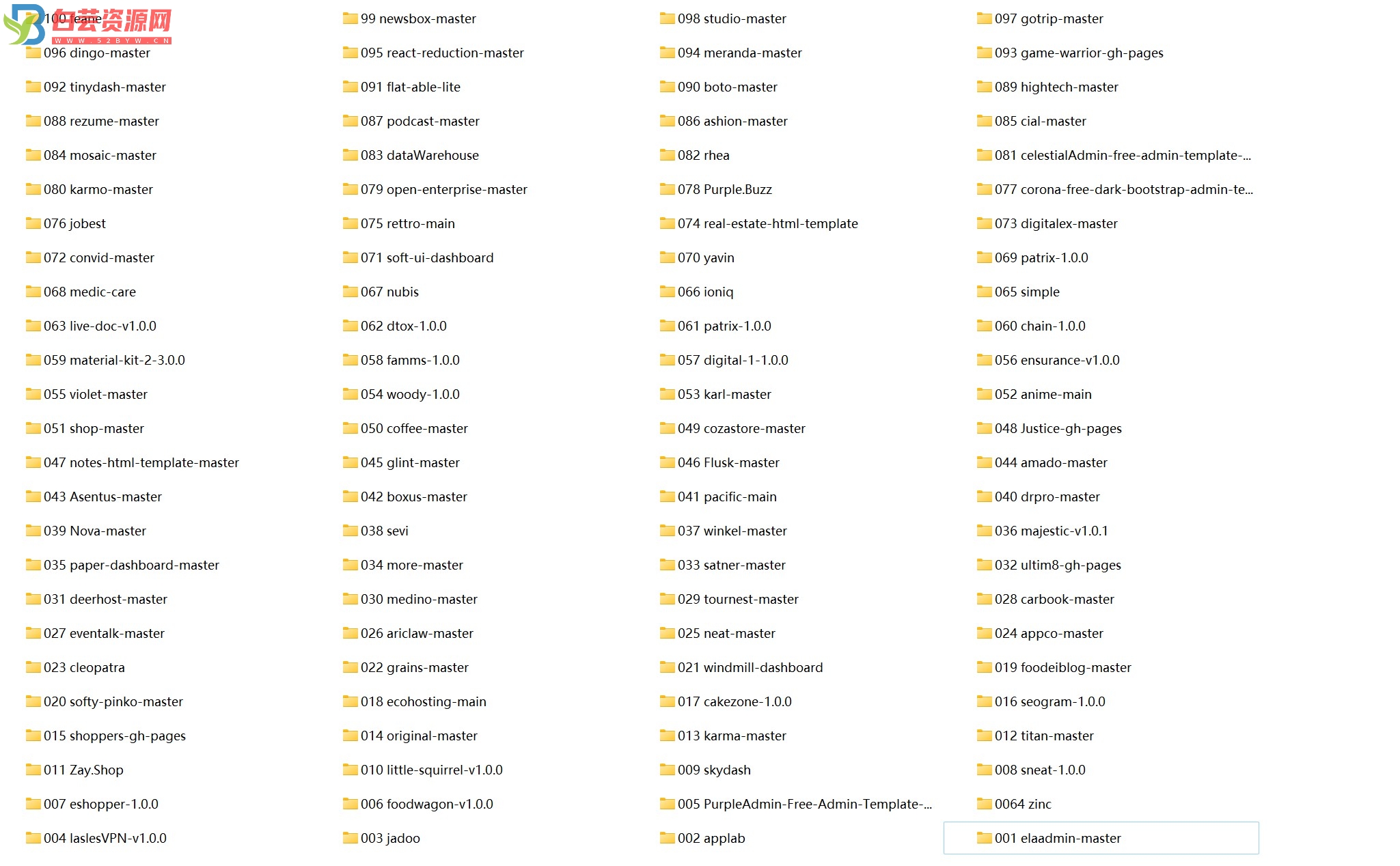 2022年新款100个HTML5模板，包含后台和各类型前端-白芸资源网