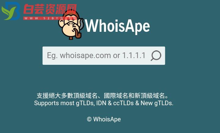 一款免费Whois查询工具 – WhoisApe-白芸资源网