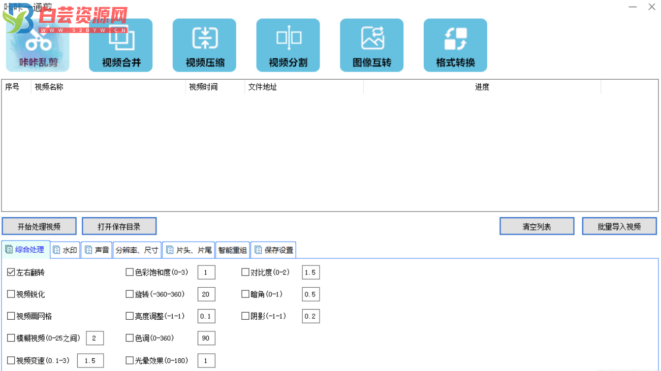 咔咔一通剪，视频批量处理，合并，裁剪，转图片，视频去重等功能-白芸资源网